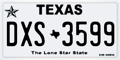 TX license plate DXS3599