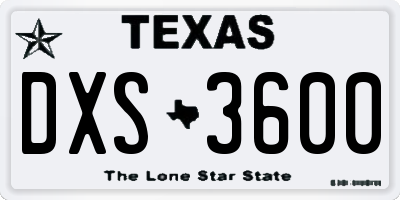 TX license plate DXS3600
