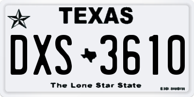 TX license plate DXS3610