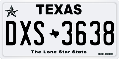 TX license plate DXS3638