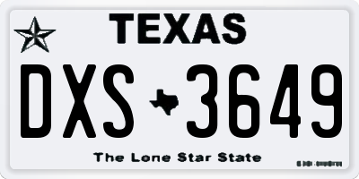 TX license plate DXS3649