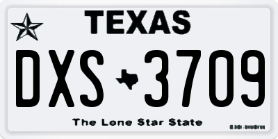 TX license plate DXS3709