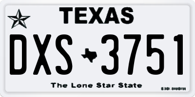TX license plate DXS3751