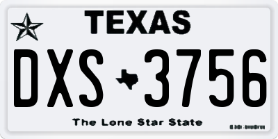 TX license plate DXS3756