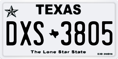 TX license plate DXS3805