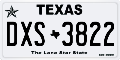 TX license plate DXS3822