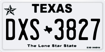 TX license plate DXS3827