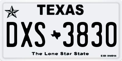 TX license plate DXS3830