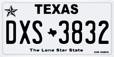 TX license plate DXS3832