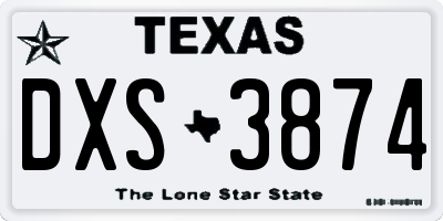 TX license plate DXS3874