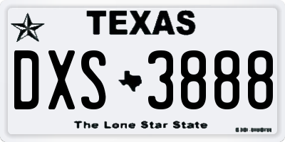 TX license plate DXS3888