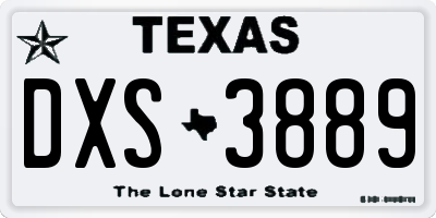 TX license plate DXS3889