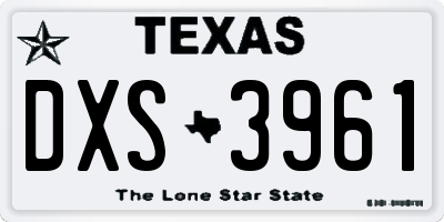 TX license plate DXS3961