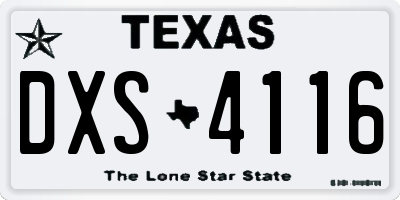 TX license plate DXS4116