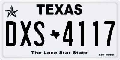 TX license plate DXS4117
