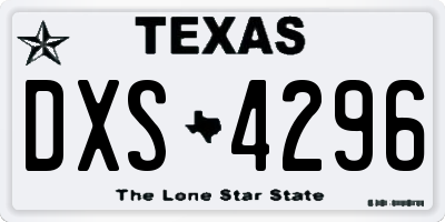 TX license plate DXS4296