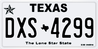 TX license plate DXS4299