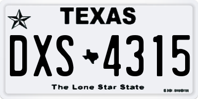 TX license plate DXS4315