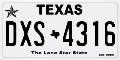 TX license plate DXS4316