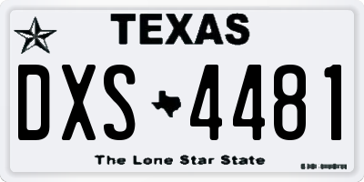 TX license plate DXS4481