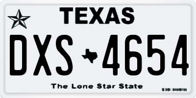 TX license plate DXS4654