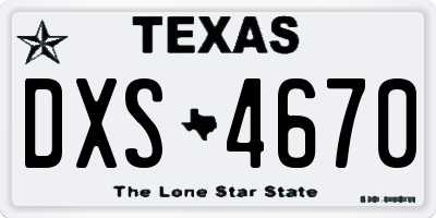 TX license plate DXS4670