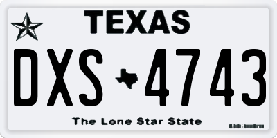 TX license plate DXS4743