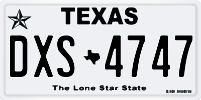TX license plate DXS4747