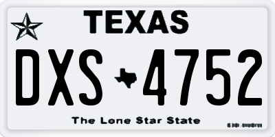 TX license plate DXS4752