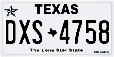 TX license plate DXS4758