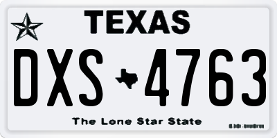 TX license plate DXS4763