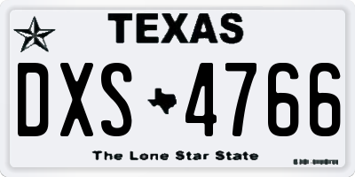 TX license plate DXS4766