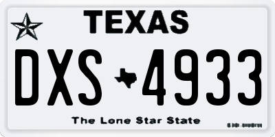 TX license plate DXS4933