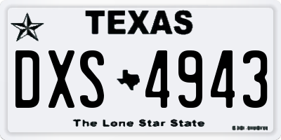 TX license plate DXS4943