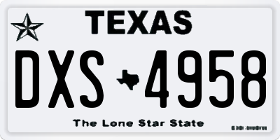 TX license plate DXS4958