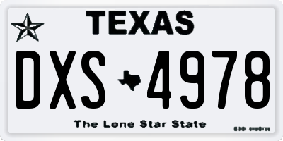 TX license plate DXS4978