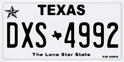TX license plate DXS4992