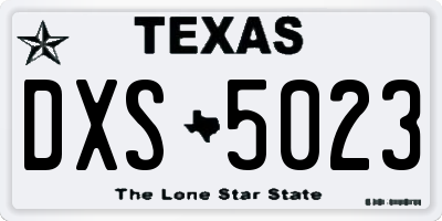 TX license plate DXS5023