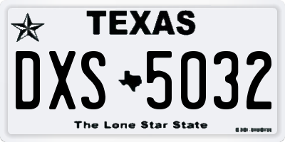 TX license plate DXS5032