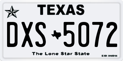 TX license plate DXS5072