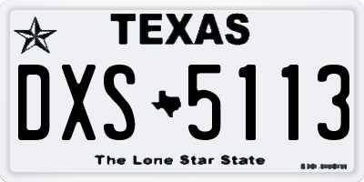 TX license plate DXS5113