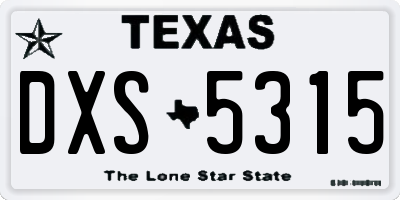 TX license plate DXS5315