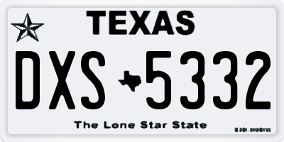 TX license plate DXS5332