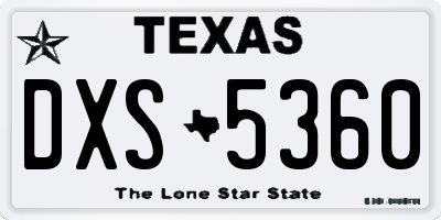 TX license plate DXS5360