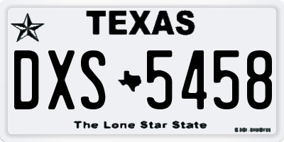 TX license plate DXS5458
