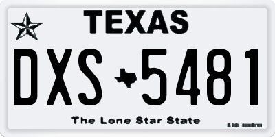 TX license plate DXS5481
