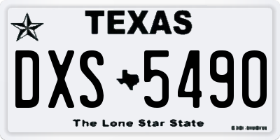 TX license plate DXS5490