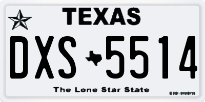 TX license plate DXS5514