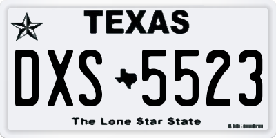TX license plate DXS5523