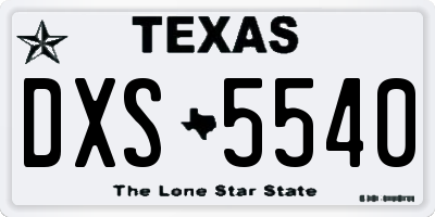 TX license plate DXS5540